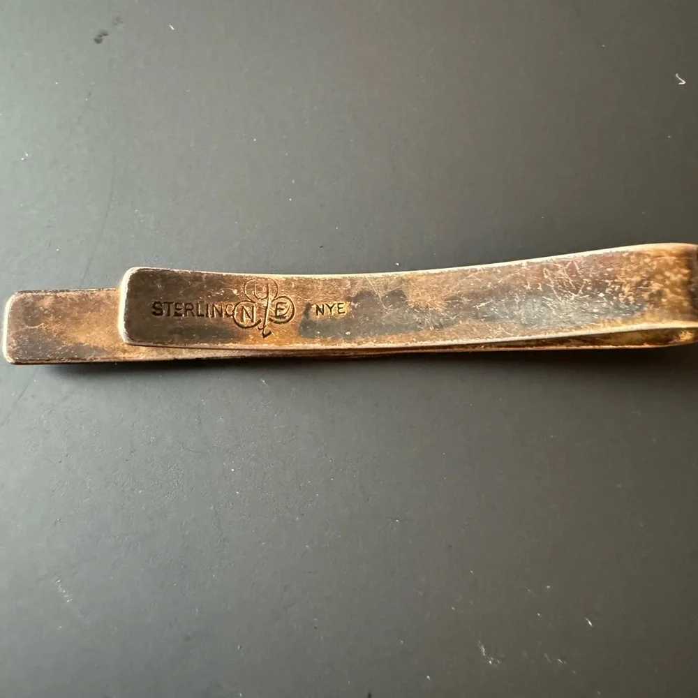 Vintage Sterling Stuart NYE Tie Clip with Pinecone Design